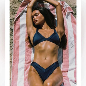 NWT OneOne Swimwear Deep Blue Bikini SET Kameron Jesse NEW Navy Timeless Classic